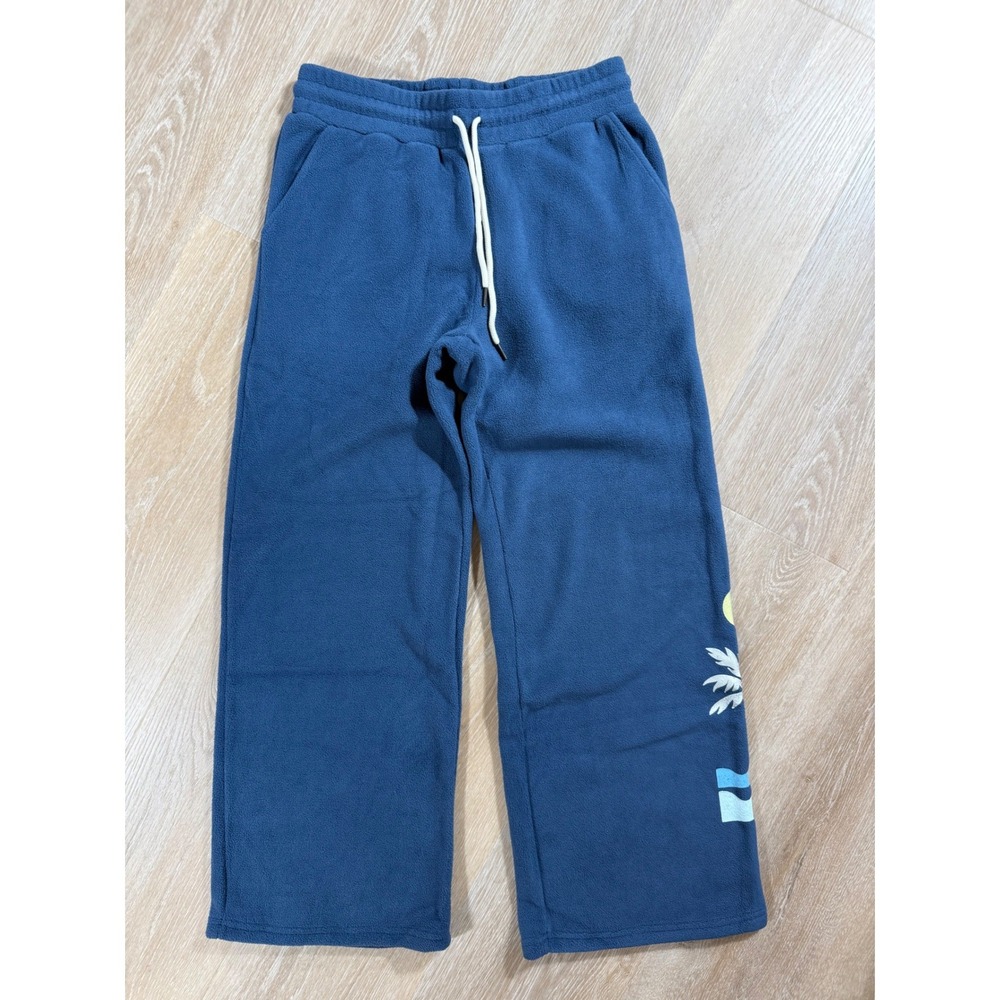 Saltwater Luxe Palm Tree Graphic Fleece Pants Blue Fog - Size M